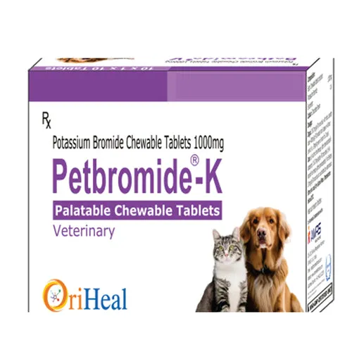 Petbromide-K Potassium Bromide 1000mg Chewable Tablets for Dogs | Epilepsy Support Veterinary Medicine