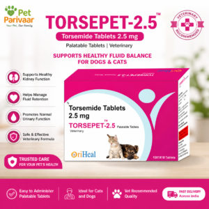 Box of Torsepet-2.5 torsemide tablets for dogs and cats for veterinary cardiac care.