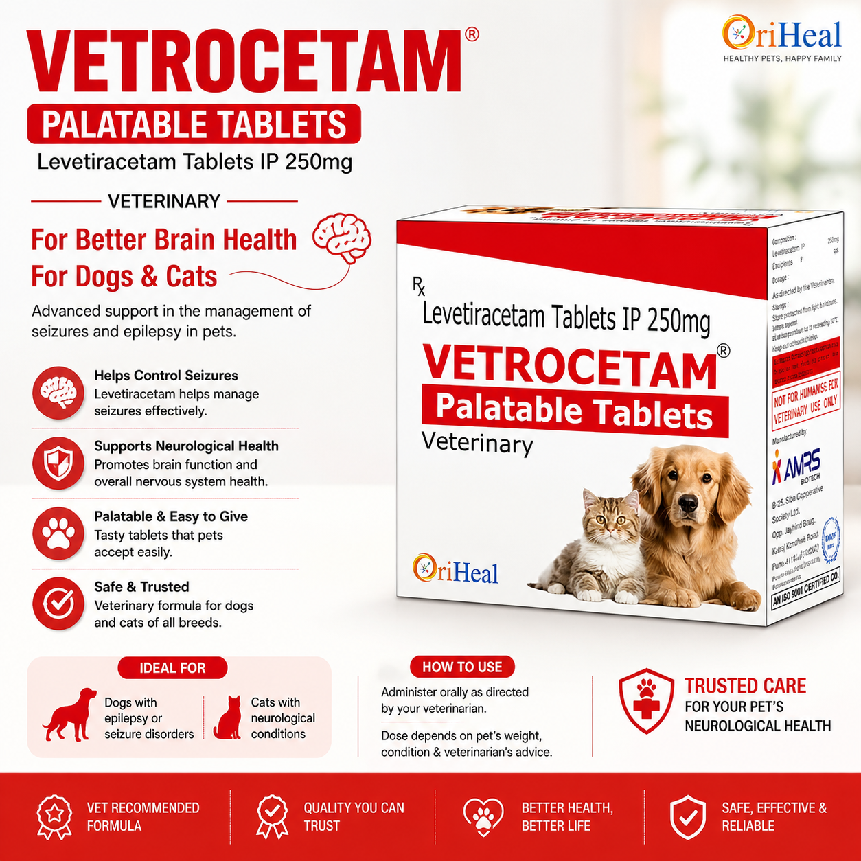 Box of Vetrocetam 250mg palatable levetiracetam for dogs and cats neurological support.