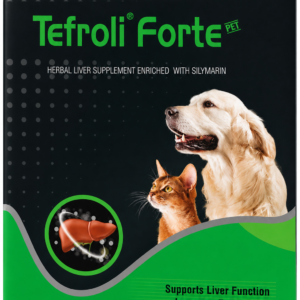 200ml bottle of Tefroli Forte Pet herbal liver supplement for dogs and cats