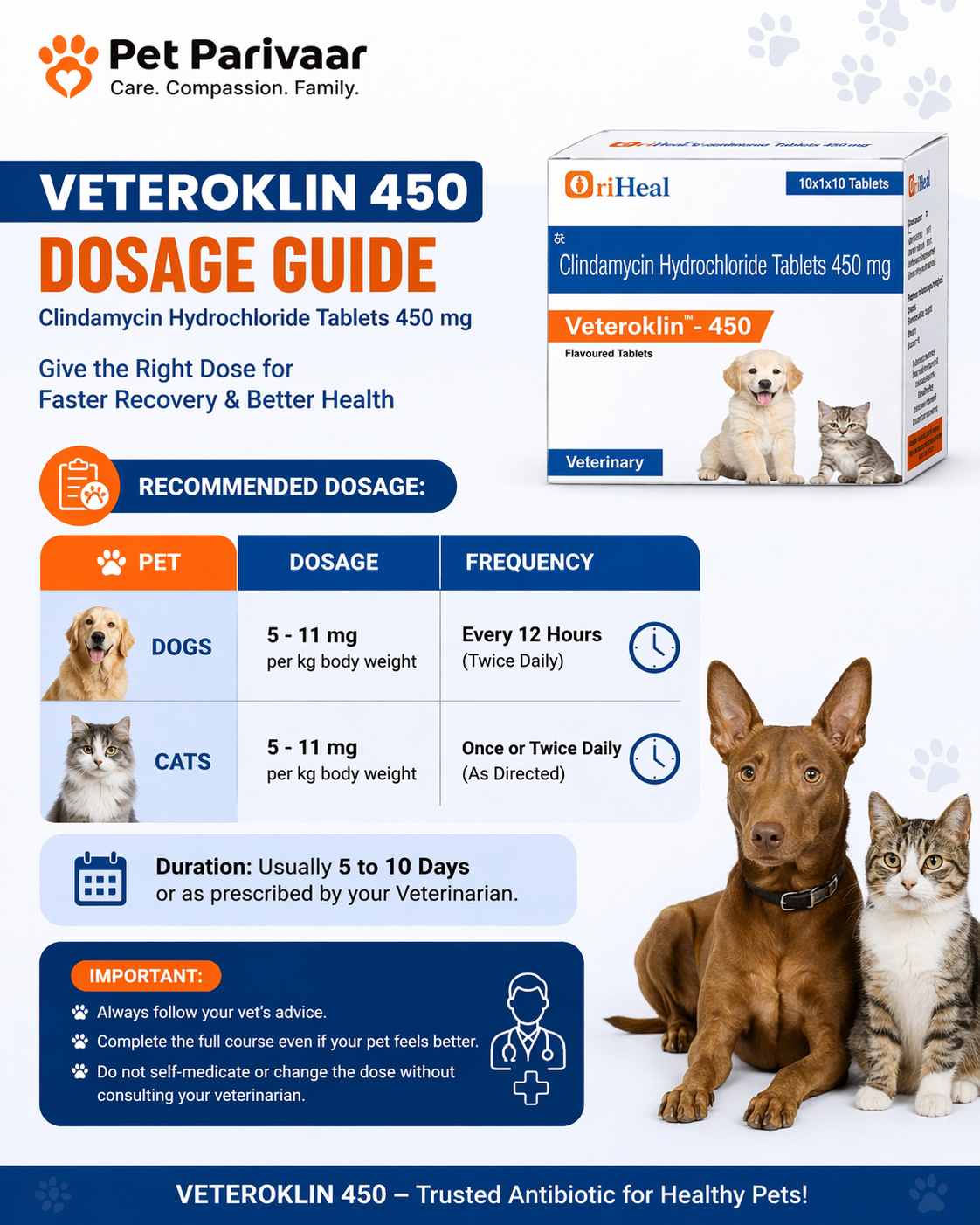 Veteroklin-450mg Tablets (1x10) - Image 4