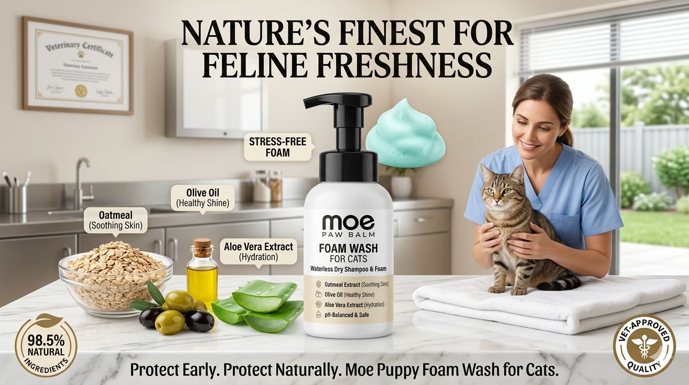 Natural Waterless Cat Shampoo | Moe Puppy Foam Wash - Image 3
