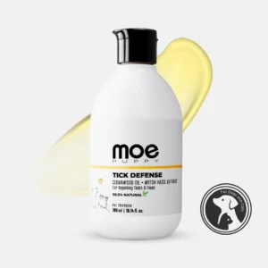 Moe Puppy Tick Defense Pet Shampoo with Persian cat for natural flea and tick protection