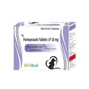 PALAPAN VET-10 Pantoprazole 10mg palatable tablets box by OriHeal for pet acidity.