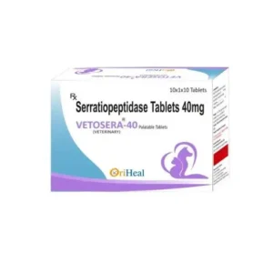 Vetosera-40 Serratiopeptidase Tablets 40mg veterinary medicine for dogs and cats box pack