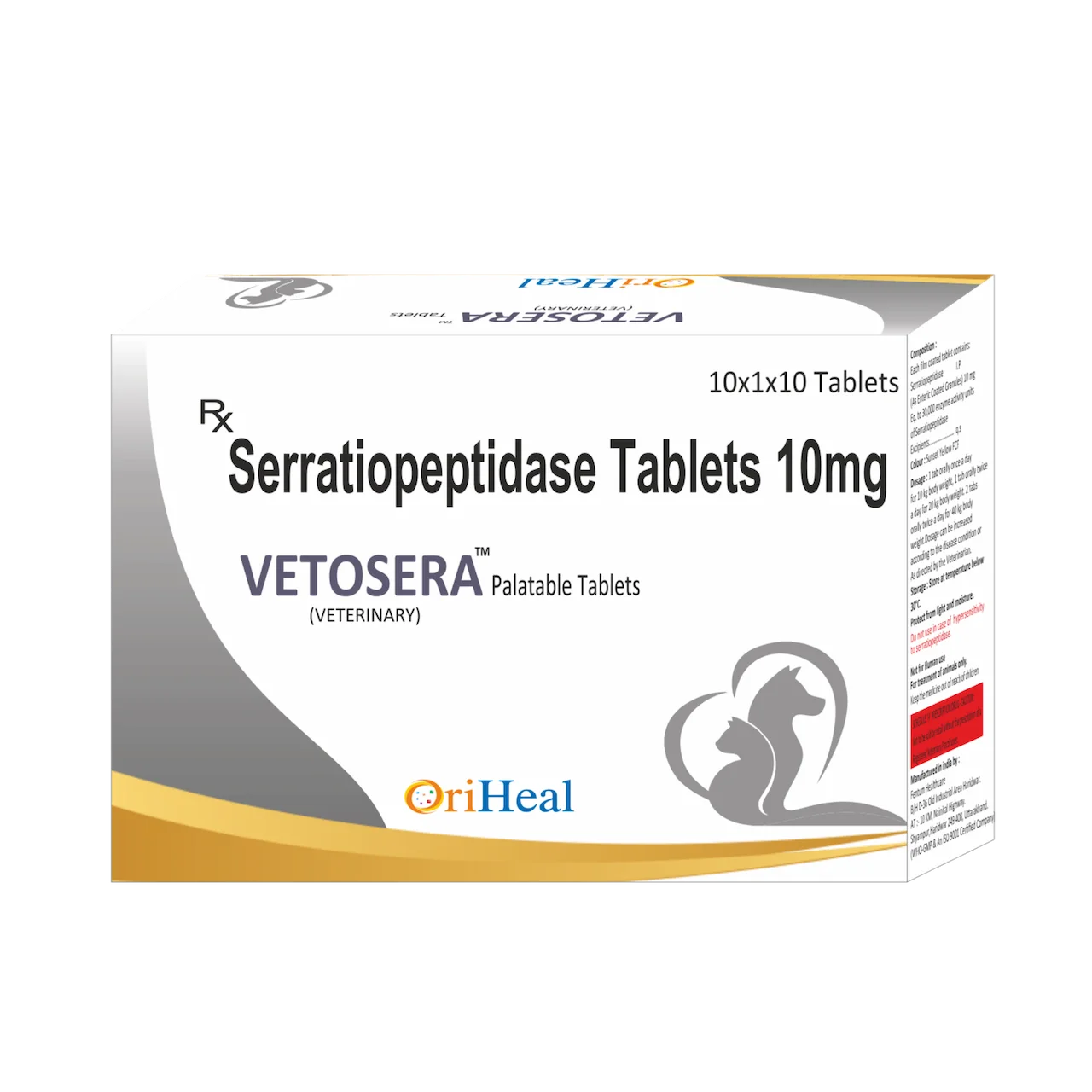 Vetosera Tablets Serratiopeptidase 10mg veterinary medicine for dogs and cats by OriHeal